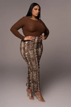 JLUXLABEL SNAKESKIN HALOW RUCHED SKIRT