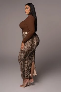 JLUXLABEL CHOCOLATE BRITTNEY RIBBED LONG SLEEVE TOP SALE