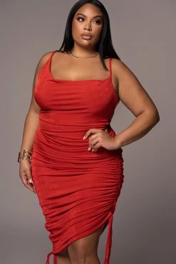 JLUXLABEL RED WOJEK SLINKY DRESS NEW ARRIVALS