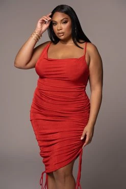 JLUXLABEL RED WOJEK SLINKY DRESS NEW ARRIVALS