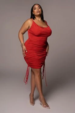 JLUXLABEL RED WOJEK SLINKY DRESS NEW ARRIVALS
