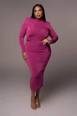 JLUXLABEL NEW ARRIVALS BERRY KARA MOCK NECK DRESS