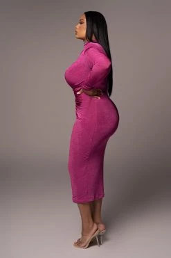 JLUXLABEL NEW ARRIVALS BERRY KARA MOCK NECK DRESS