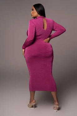 JLUXLABEL NEW ARRIVALS BERRY KARA MOCK NECK DRESS