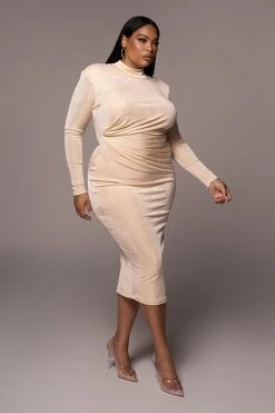 JLUXLABEL BUTTERCREAM KARA MOCK NECK DRESS NEW ARRIVALS