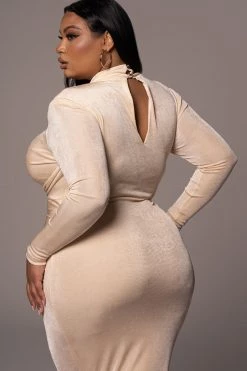 JLUXLABEL BUTTERCREAM KARA MOCK NECK DRESS NEW ARRIVALS