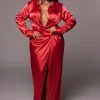 JLUXLABEL SALE RED SOLANGE PLUNGING MAXI DRESS