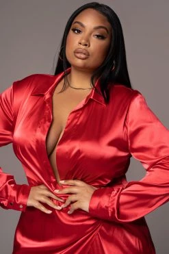 JLUXLABEL SALE RED SOLANGE PLUNGING MAXI DRESS