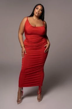 JLUXLABEL RED WOJEK SLINKY DRESS NEW ARRIVALS