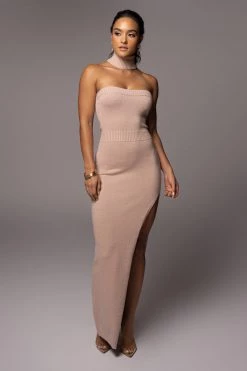 JLUXLABEL BEIGE AKINA CUTOUT DRESS SALE