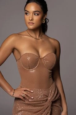 JLUXLABEL TAN ANTONEA SEQUIN BODYSUIT 25 JLUXLABEL TAN ANTONEA SEQUIN BODYSUIT