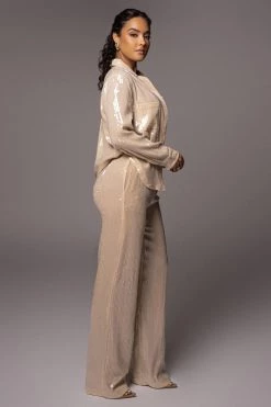 JLUXLABEL SALE BUTTERCREAM BAGUETTE SEQUIN BUTTON UP