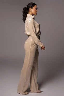 JLUXLABEL SALE BUTTERCREAM BAGUETTE SEQUIN BUTTON UP