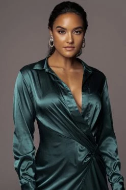 JLUXLABEL EMERALD SOLANGE PLUNGING MAXI DRESS SALE