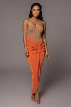 JLUXLABEL SALE ORANGE HANNA SLINKY SKIRT