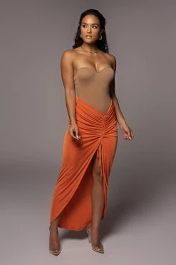 JLUXLABEL SALE ORANGE HANNA SLINKY SKIRT