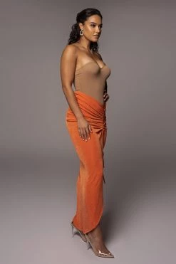 JLUXLABEL SALE ORANGE HANNA SLINKY SKIRT