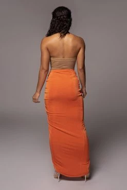 JLUXLABEL SALE ORANGE HANNA SLINKY SKIRT