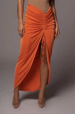 JLUXLABEL SALE ORANGE HANNA SLINKY SKIRT
