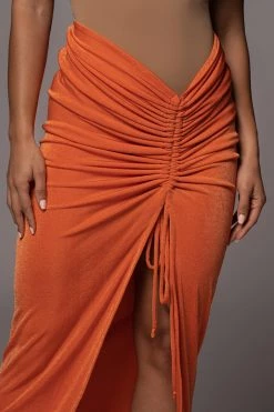 JLUXLABEL SALE ORANGE HANNA SLINKY SKIRT