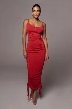 JLUXLABEL RED WOJEK SLINKY DRESS NEW ARRIVALS