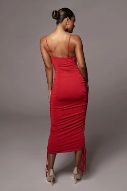 JLUXLABEL RED WOJEK SLINKY DRESS NEW ARRIVALS