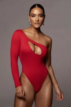 JLUXLABEL RED DARLA KEYHOLE BODYSUIT SALE