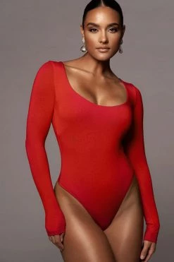 JLUXLABEL JLUXBASIX RED BETHIE SCOOP LONG SLEEVE BODYSUIT 12 JLUXLABEL JLUXBASIX RED BETHIE SCOOP LONG SLEEVE BODYSUIT
