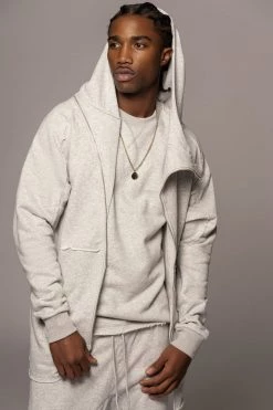 JLUXLABEL GREY JORDYN MEN'S ZIP UP SALE