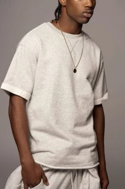 JLUXLABEL GREY LOGAN RAW EDGE TEE