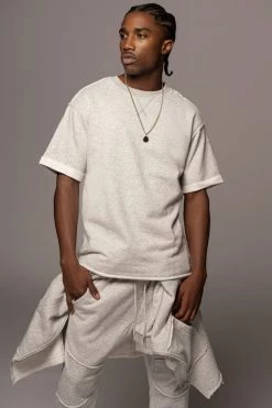 JLUXLABEL GREY LOGAN RAW EDGE TEE