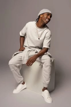 JLUXLABEL GREY LOGAN RAW EDGE TEE