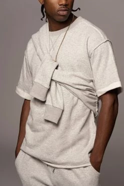 JLUXLABEL GREY LOGAN RAW EDGE TEE