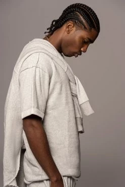 JLUXLABEL GREY LOGAN RAW EDGE TEE