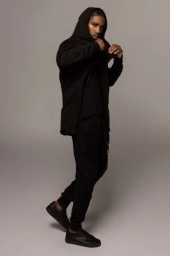 JLUXLABEL BLACK JORDYN MEN'S ZIP UP 34 JLUXLABEL BLACK JORDYN MEN'S ZIP UP