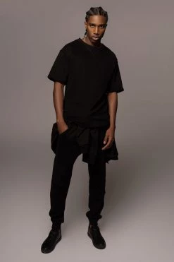 JLUXLABEL BLACK LOGAN RAW EDGE TEE SALE