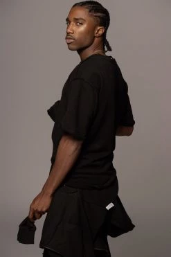 JLUXLABEL BLACK LOGAN RAW EDGE TEE SALE