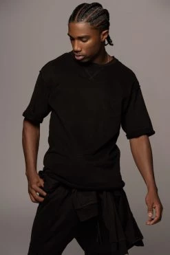 JLUXLABEL BLACK LOGAN RAW EDGE TEE SALE