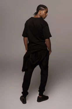 JLUXLABEL BLACK LOGAN RAW EDGE TEE SALE