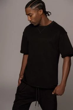 JLUXLABEL BLACK LOGAN RAW EDGE TEE SALE