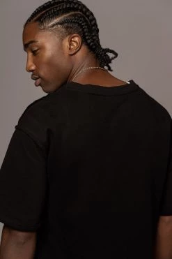 JLUXLABEL BLACK LOGAN RAW EDGE TEE SALE