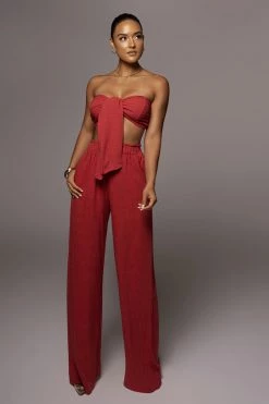 JLUXLABEL NEW ARRIVALS RED MORE LOVE LINEN SET