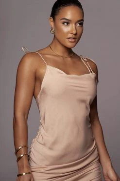 JLUXLABEL SALE BEIGE PHOEBE SLIP DRESS