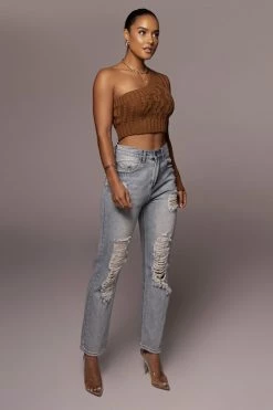 JLUXLABEL SALE BROWN SIMPLE THINGS ONE SHOULDER TOP 11 JLUXLABEL SALE BROWN SIMPLE THINGS ONE SHOULDER TOP