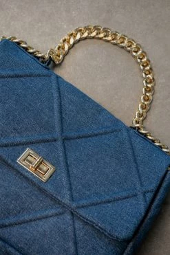 3AM H&D Accessories DENIM UPTOWN GOLD CHAIN HANDBAG