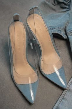 JLUXLABEL ACCESSORIES LIGHT DENIM WALK THE LINE CLEAR PUMPS