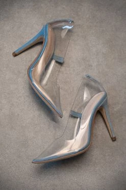 JLUXLABEL ACCESSORIES LIGHT DENIM WALK THE LINE CLEAR PUMPS