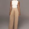 JLUXLABEL NEW ARRIVALS JLUXBASIX TAN DEVYN WIDE LEG PANTS