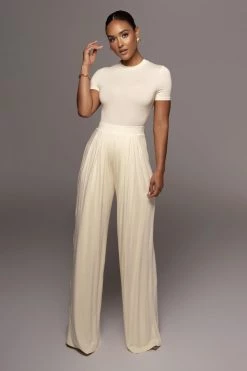JLUXLABEL JLUXBASIX BUTTERCREAM DEVYN WIDE LEG PANTS NEW ARRIVALS