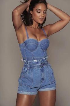 JLUXLABEL MEDIUM WASH SUSAN DENIM SHORTS